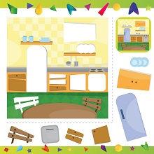 ocuklar iin hazr ev model maketi ablonu, paper craft model house